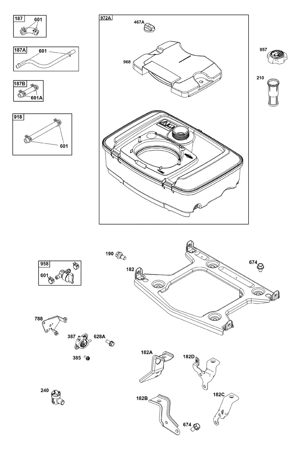 Fuel Supply Group Diagram and Parts List for 386447-0415-H7 200000 - 399999 Briggs and Stratton Engine